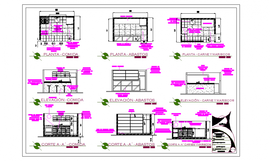 Kitchen Furniture Elevation & Section & plan detail