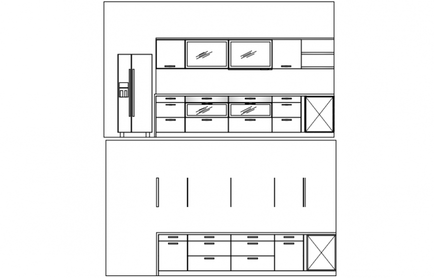Kitchen furniture section and furniture layout auto-cad drawing details dwg file