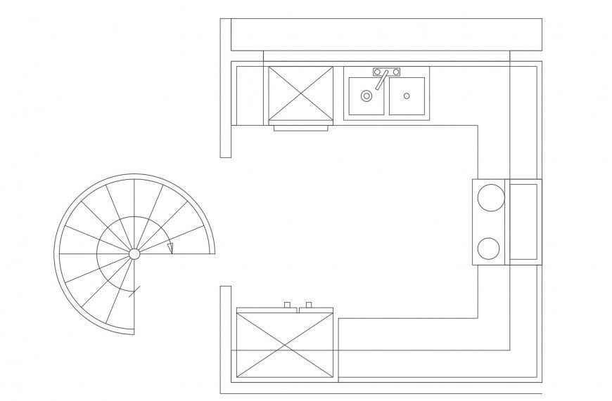 Kitchen furniture top view elevation cad drawing details dwg file