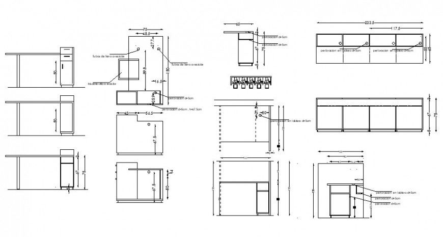 Kitchen furniture units detail elevation 2d view autocad file