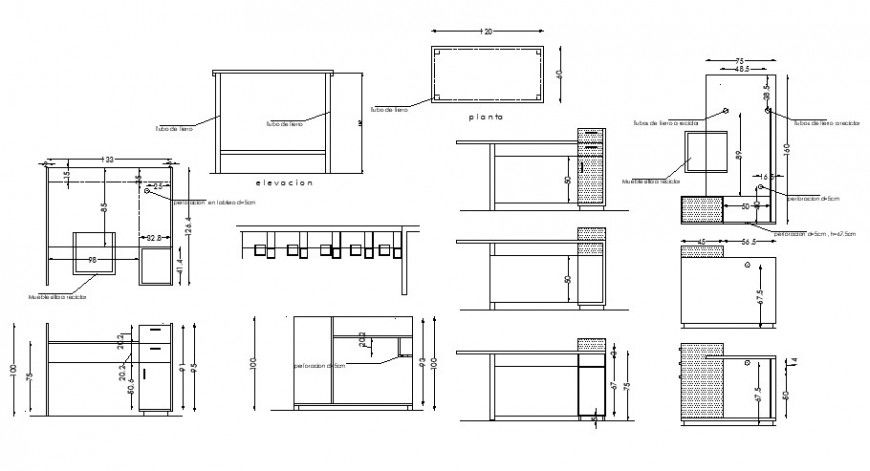 Kitchen furniture units detail elevation 2d view layout file in dwg format