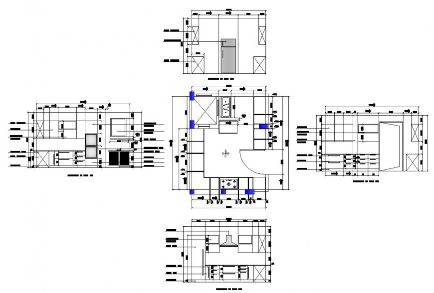 Kitchen interior detail 2d view CAD constructional block layout autocad file