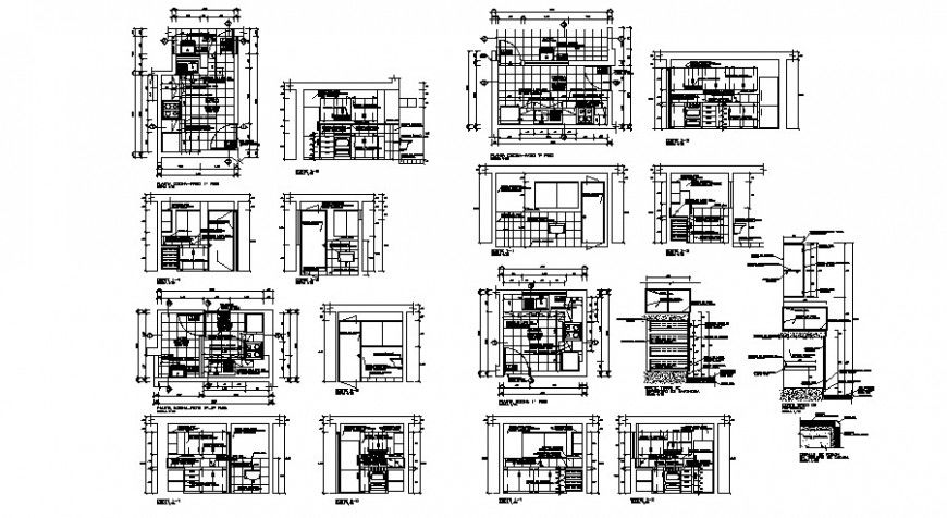 Kitchen interior details work plan 2d view autocad file