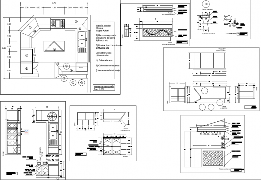 kitchen interior drawing in dwg file