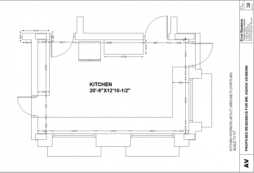Kitchen interior layout plan in dwg file
