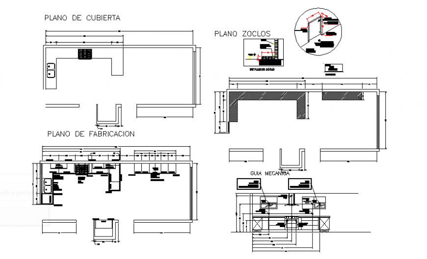 Kitchen interior mechanical guide cad drawing details dwg file