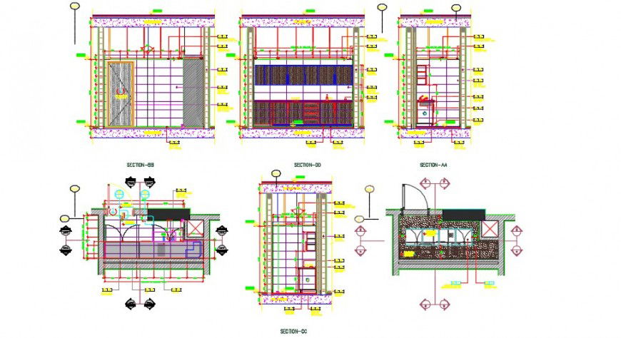 Kitchen interior sectional detail file model dwg file