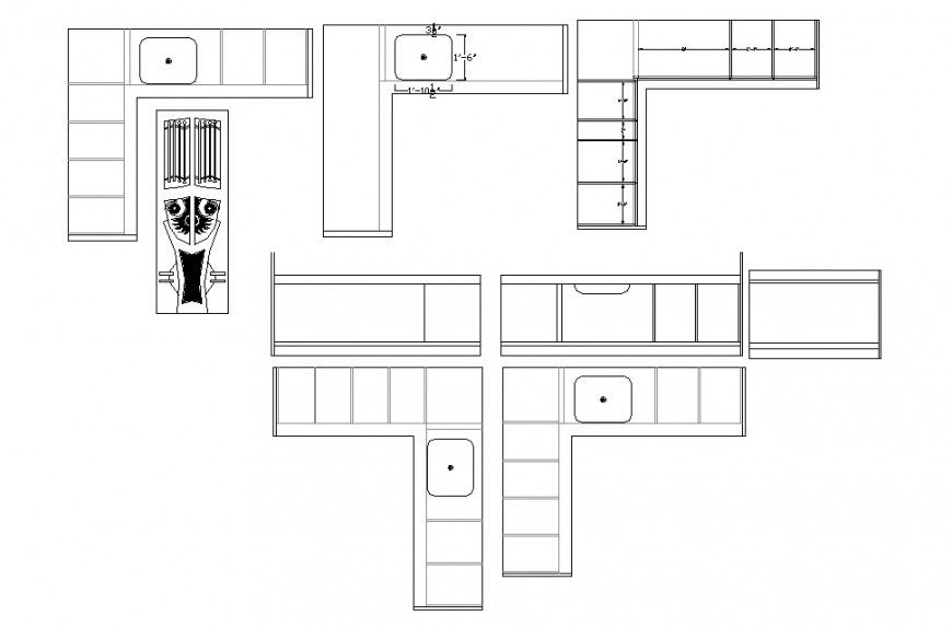Kitchen layout plan, ceiling plan and auto-cad drawing details dwg file