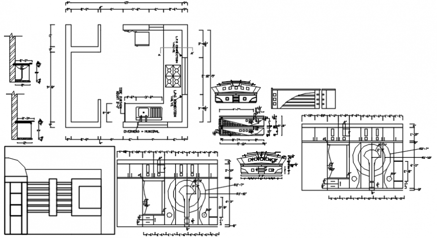 Kitchen layout plan, wardrobe elevation and auto-cad drawing details of house dwg file