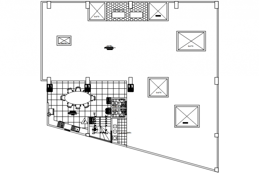 Kitchen layout plan details for apartment house dwg file