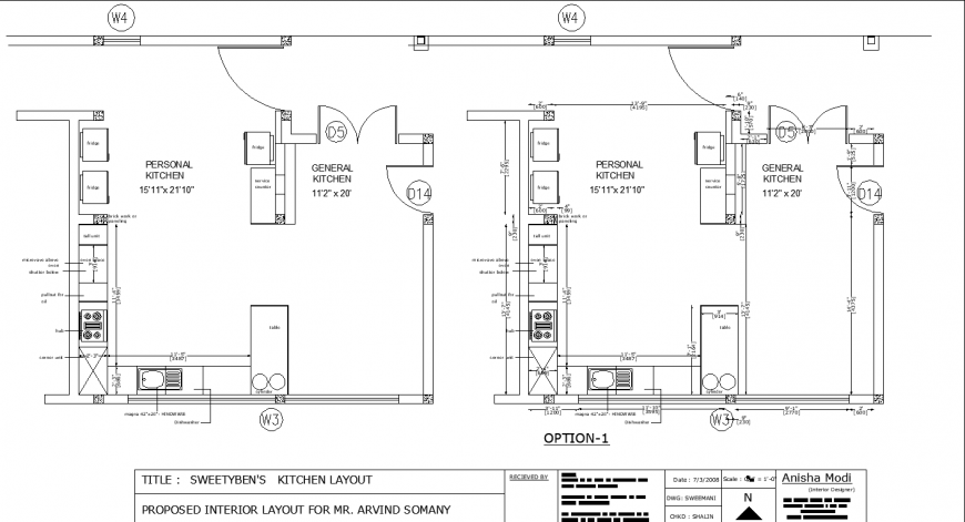 Kitchen layout plan drawing in dwg AutoCAD file.