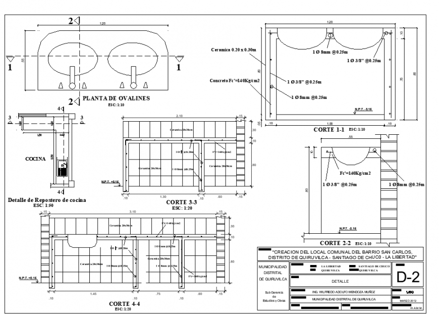 Kitchen Local communal plan and section layout file