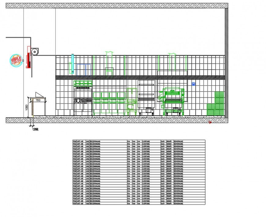 Kitchen of fast food plan
