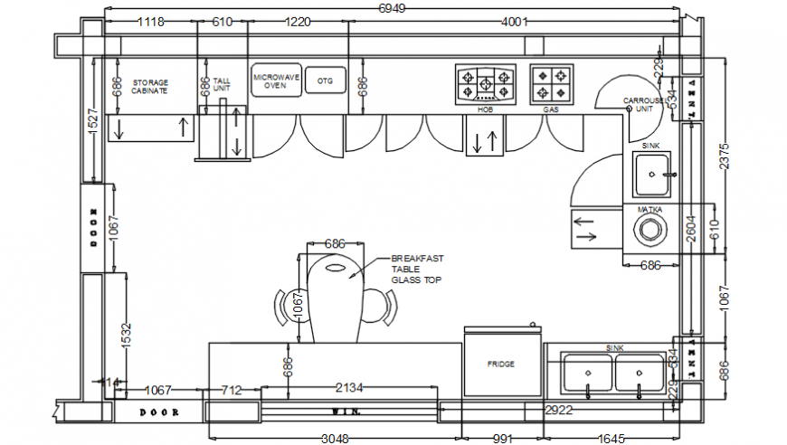 Kitchen of office layout plan and furniture auto-cad drawing details dwg file