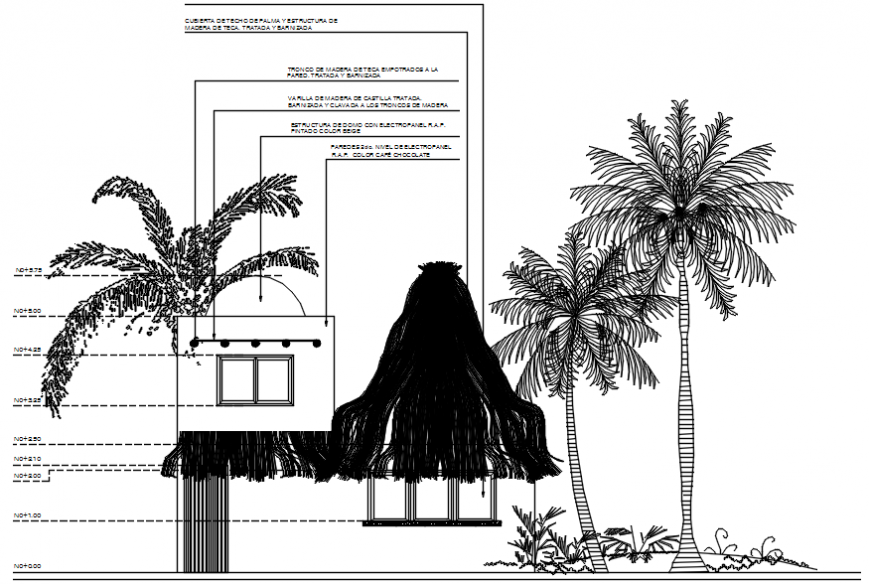 Kitchen of restaurant constructive section drawing details dwg file