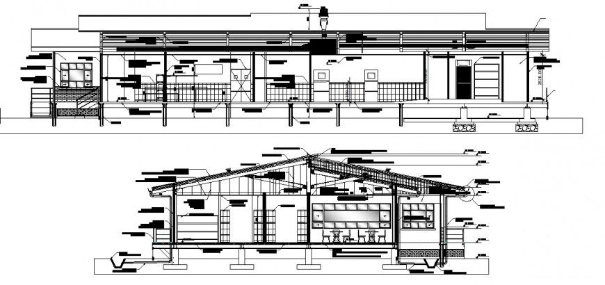 Kitchen of restaurant main and back section with furniture cad drawing details dwg file