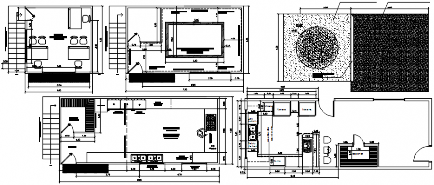 Kitchen of restaurant section, plan and interior drawing details dwg file