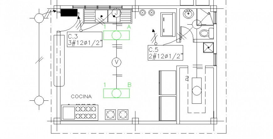 Kitchen of school distribution plan cad drawing details dwg file