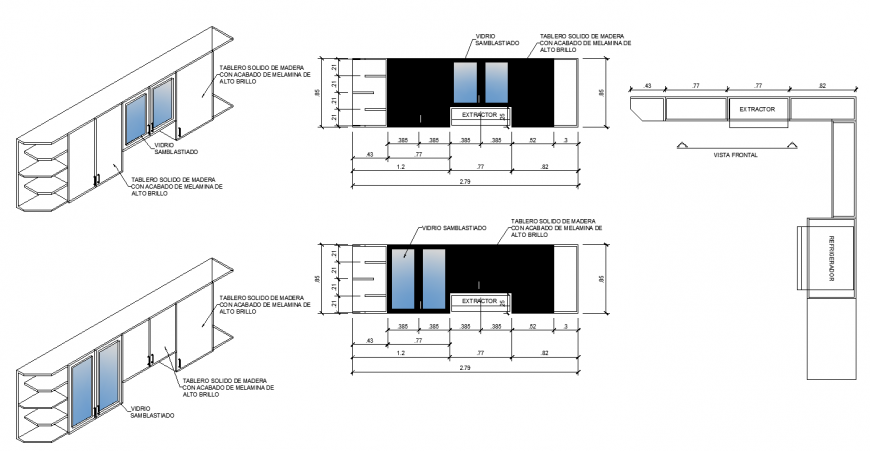 Kitchen overhead storage detail drawing in dwg AutoCAD file.