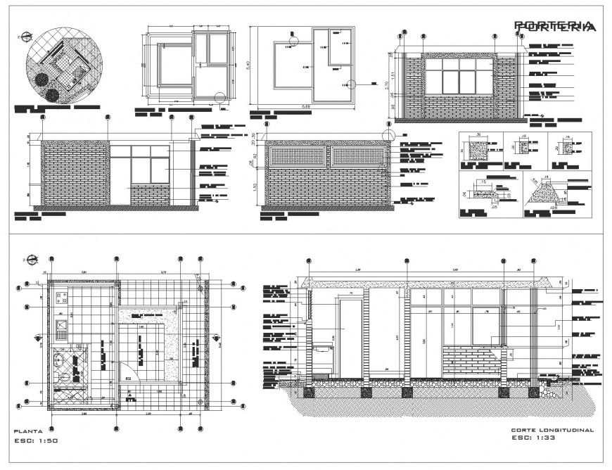 Kitchen plan, elevation and section detail dwg file