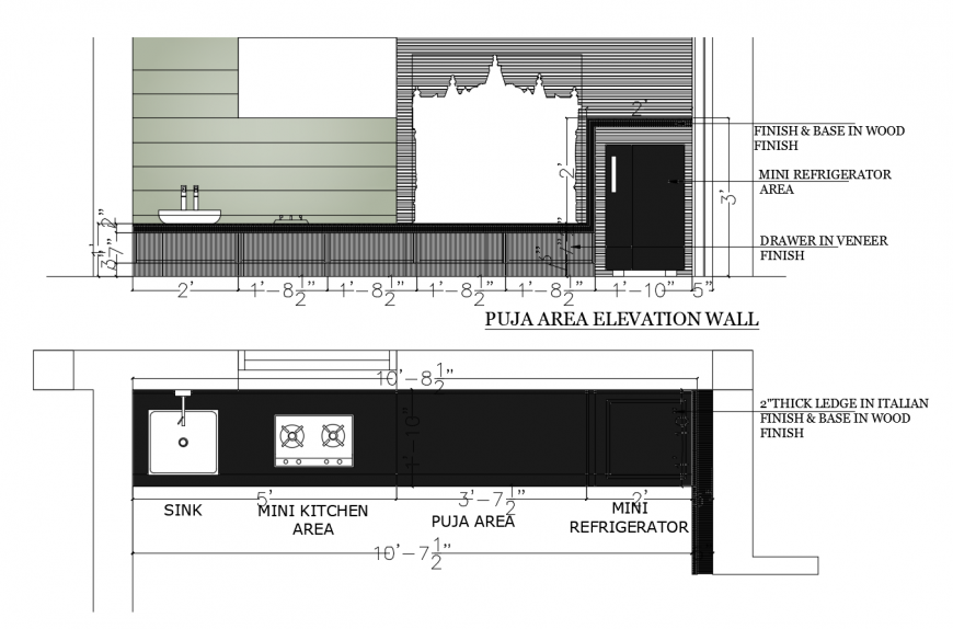 Kitchen plan and elevation 2d view CAD block autocad file