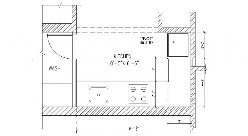 Kitchen plan in AutoCAD software