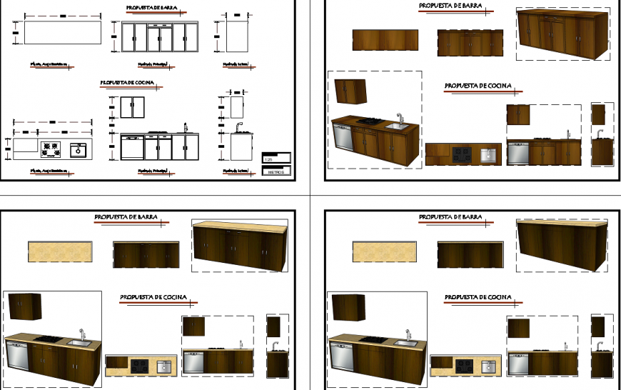 Kitchen plan with a detail dwg file.