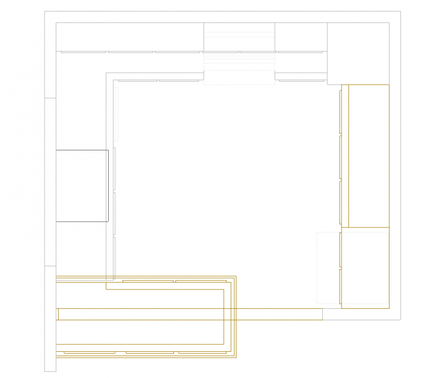 Kitchen plan with design of architectural area detail dwg file