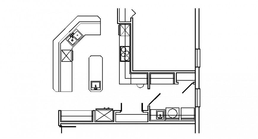 Kitchen platform and furniture cad drawing details dwg file