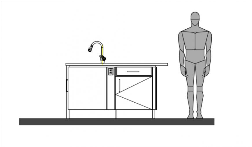 Kitchen platform height detail dwg file