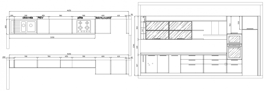Kitchen platform working detail drawing in dwg file.