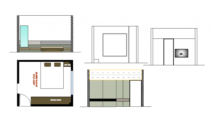 Kitchen section and interior details cad drawing dwg file