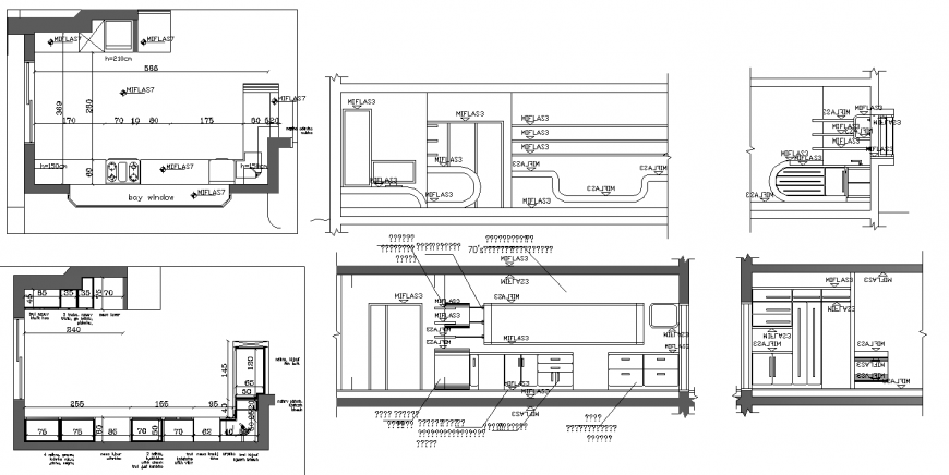 Kitchen section and interior drawing in dwg file.