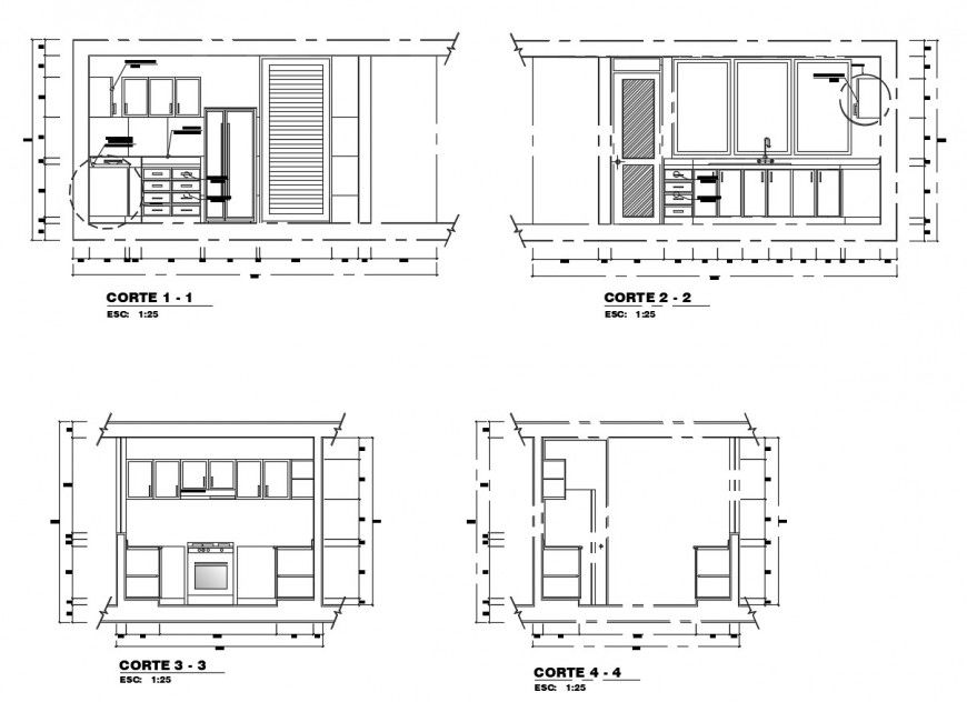 Kitchen section detail 2d view CAD construction block autocad file