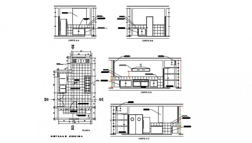 Kitchen sectional detail  and layout plan detail dwg file