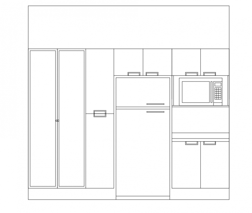 Kitchen sectional details with interior with electronics and furniture details dwg file