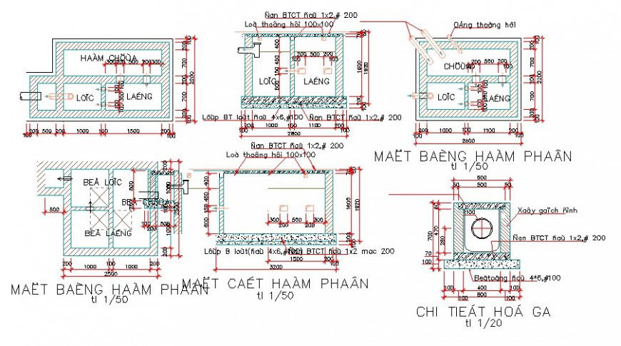 Kitchen sections and wall structure details dwg file