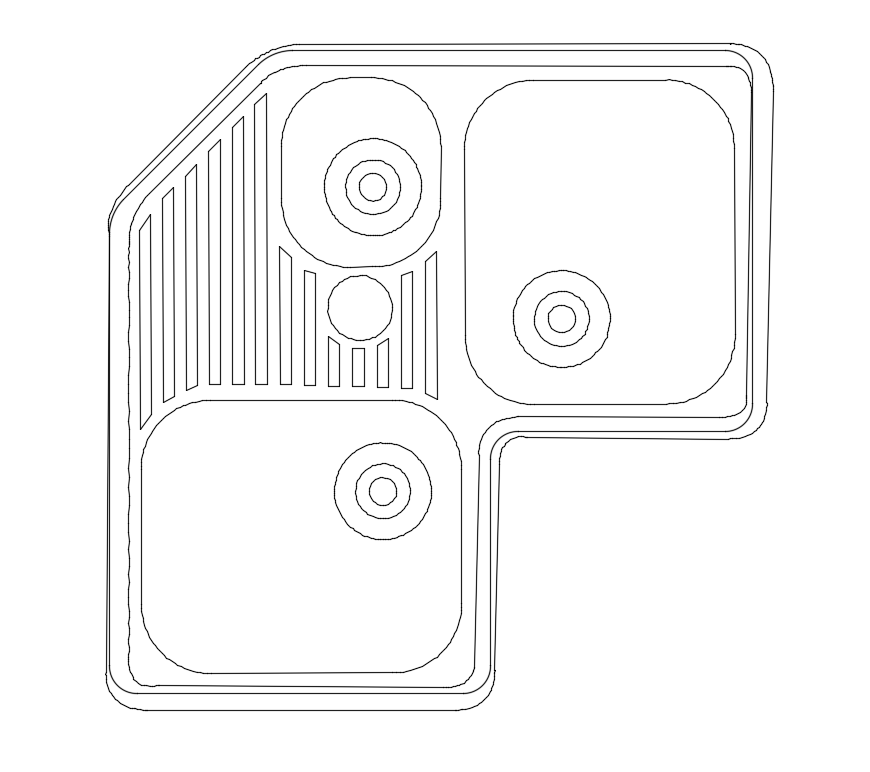 Kitchen single creative steel sink cad block design dwg file