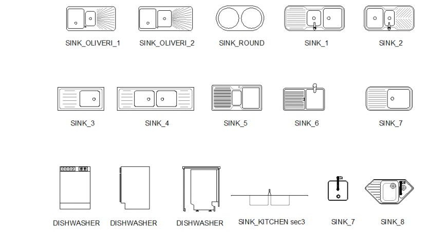 Kitchen Sink Top view & Elevation Design