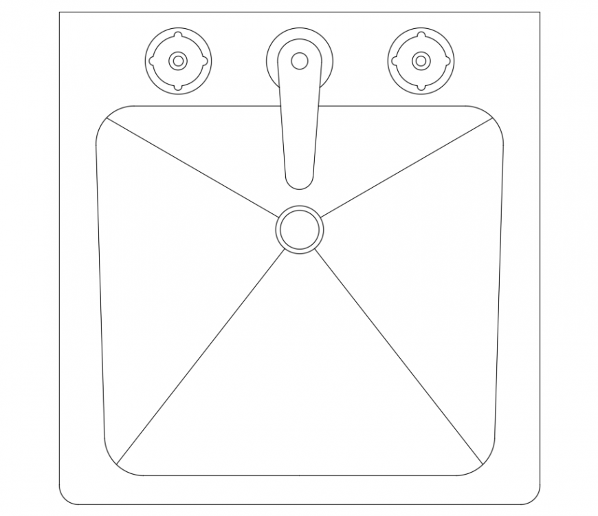 Kitchen steel single sink cad block design dwg file