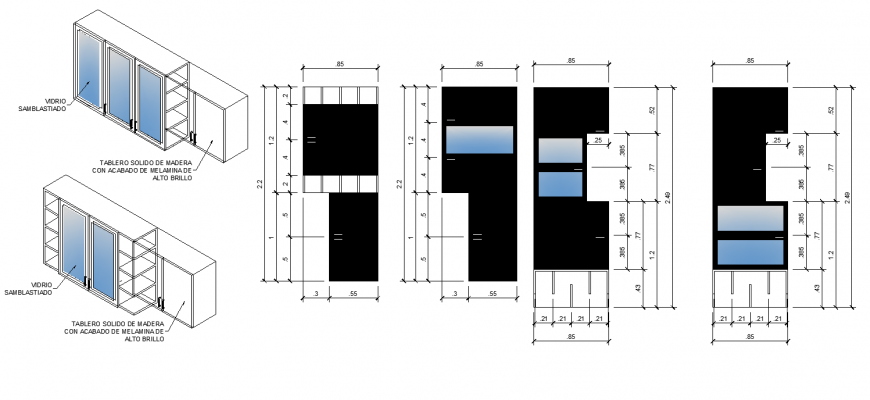 Kitchen storage unit detail drawing in dwg AutoCAD file.