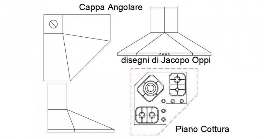 kitchen stove with chimany  design dwg file