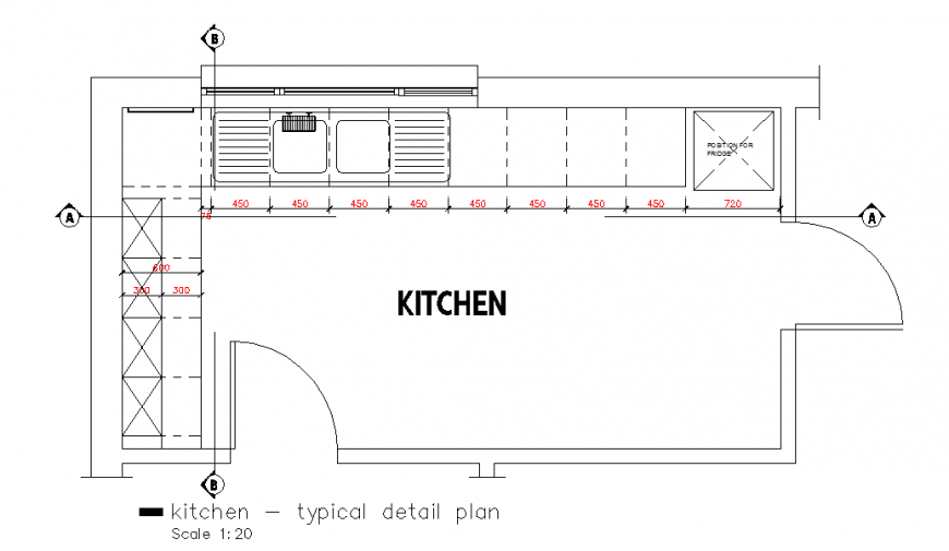 Kitchen Top View Plan Detail