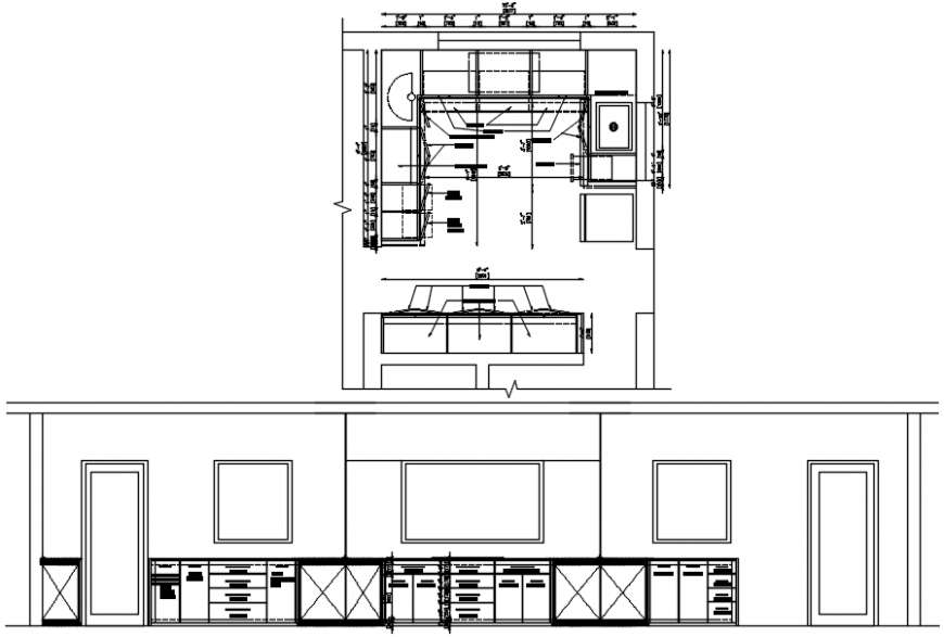 Kitchen top view plan detail model