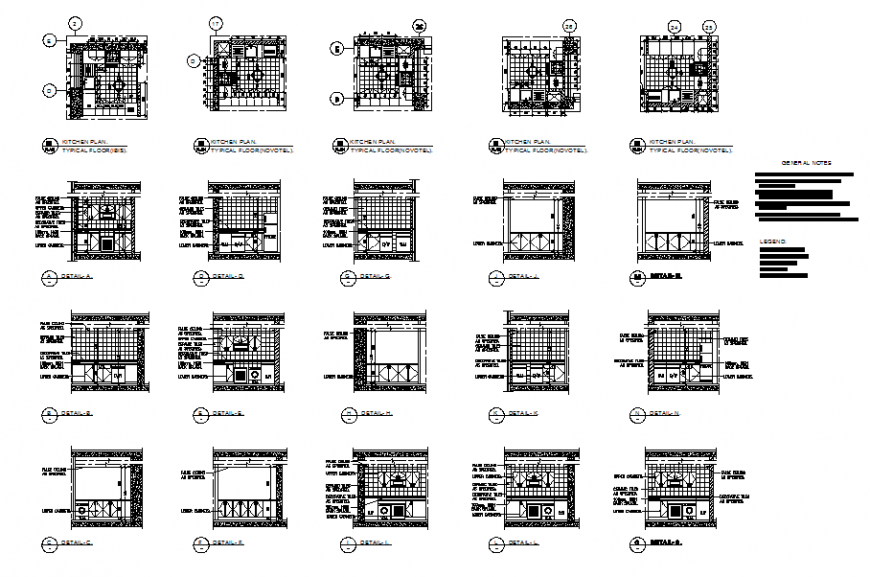 Kitchen typical floor sectional and interior details dwg file