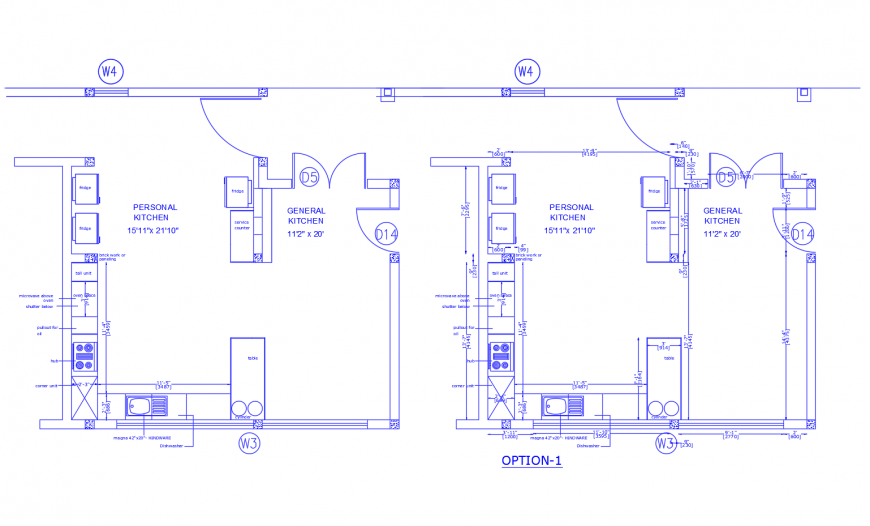Kitchen units detail working plan 2d view Autocad file
