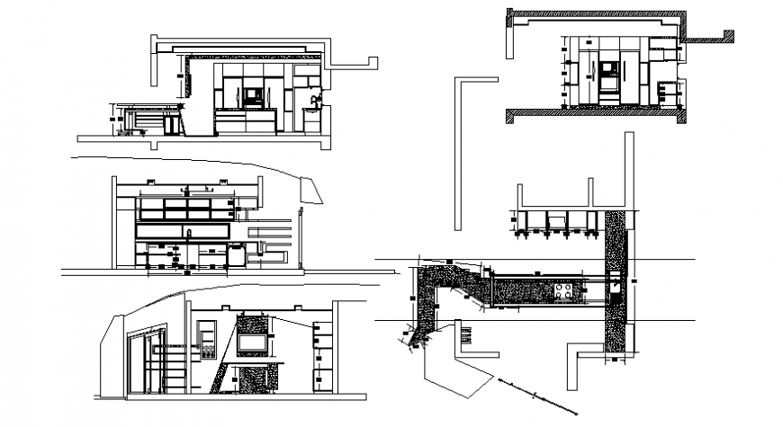Kitchen units plan and elevation 2d view autocad file