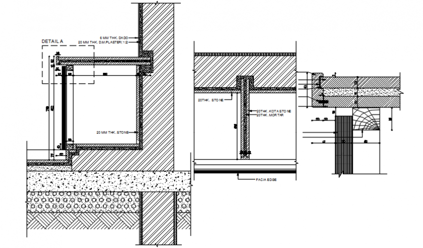 Kitchen wall sections and constructive structure cad drawing details dwg file