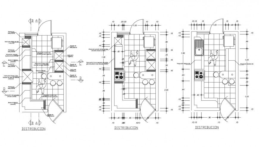 Kitchen with dining area detail 2d view layout file in autocad format