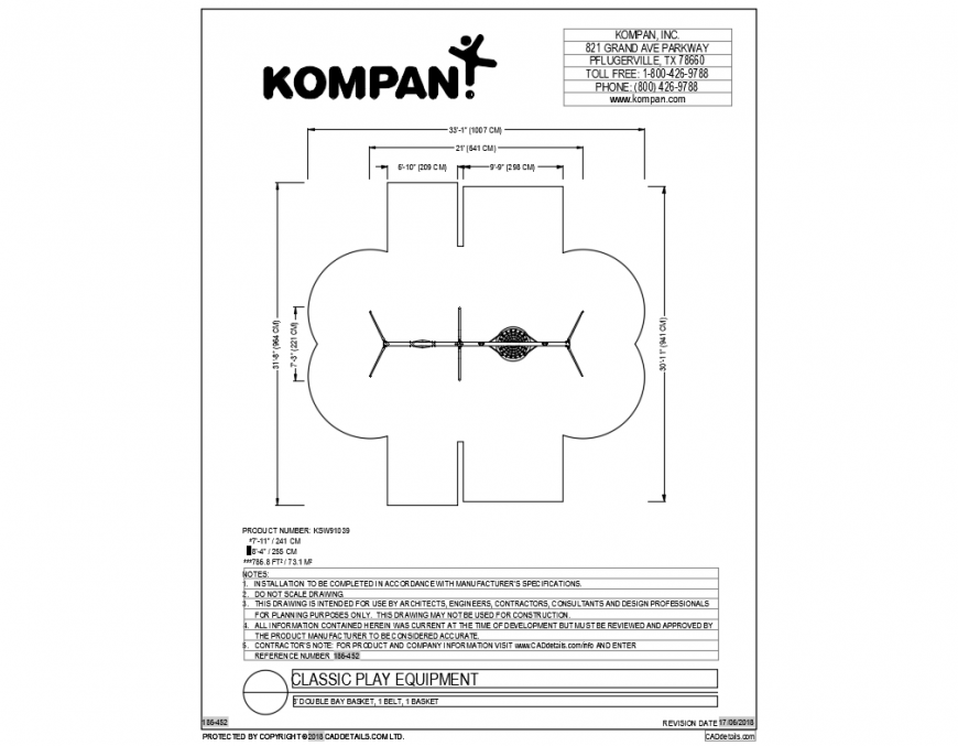 Kompan's classic play component details of garden dwg file